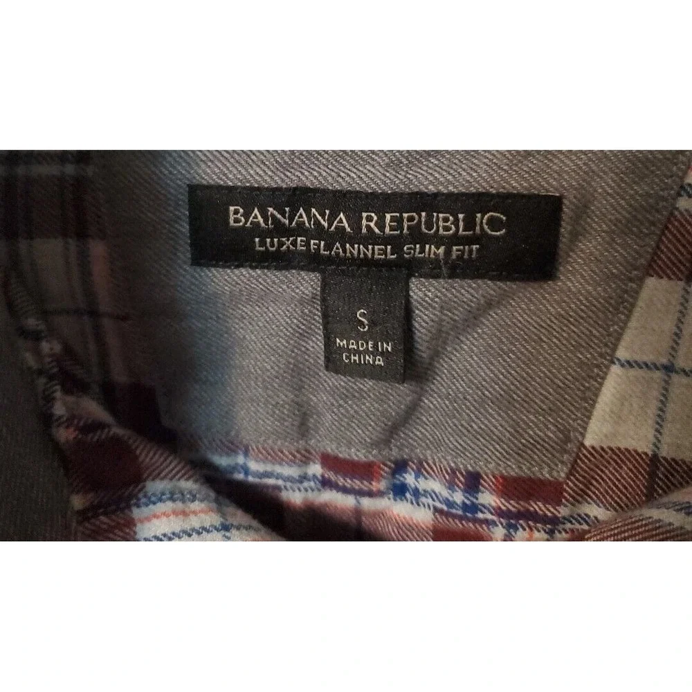 Banana Republic Flannel Shirt Mens Small Plaid Slim Fit Preppy Party
